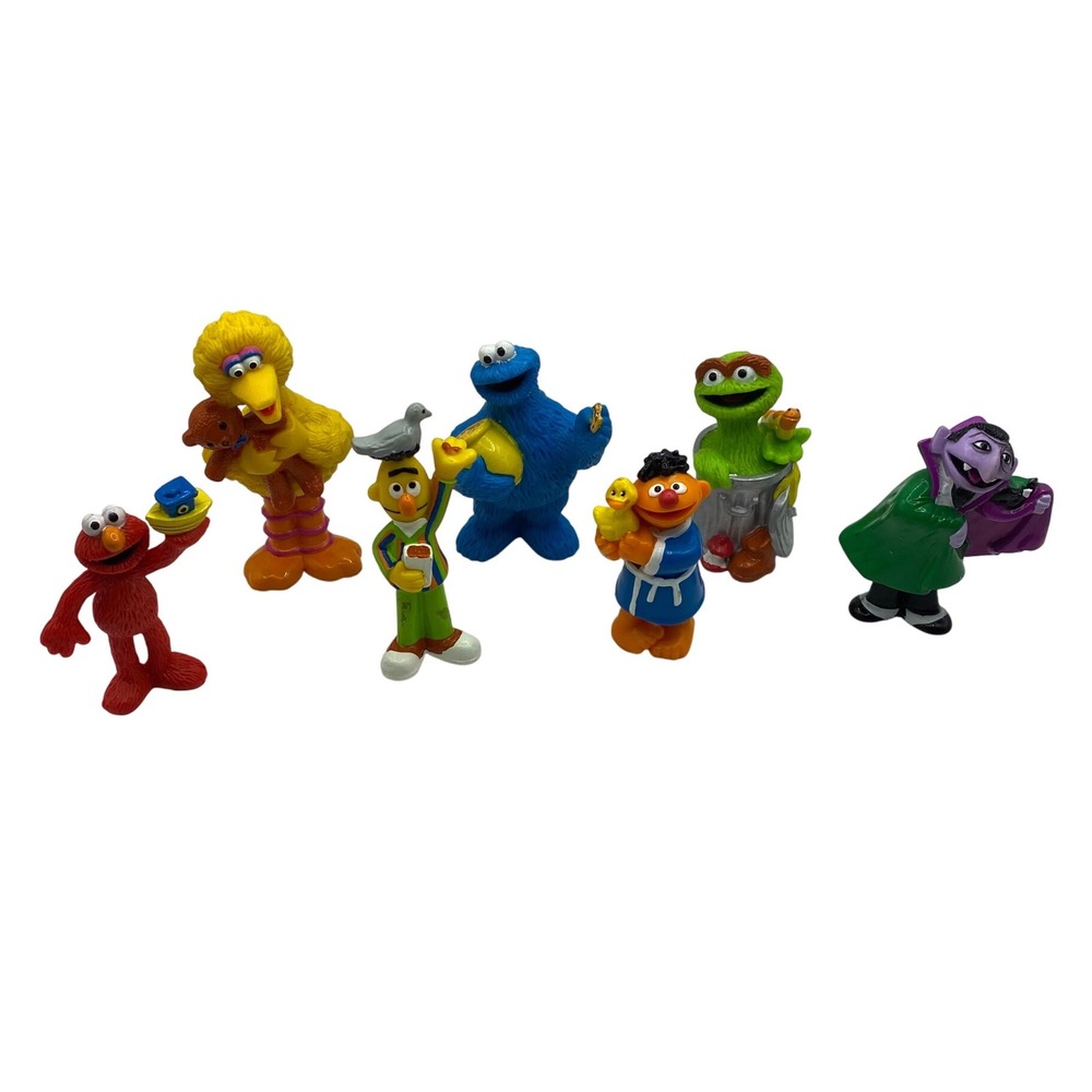 Vintage‎ Sesame Street Figure Lot Elmo Big Bird Cookie Monster Oscar Tyco Toy